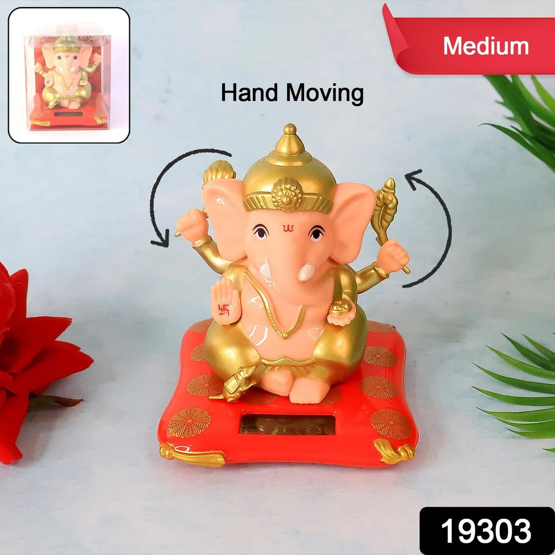 Solar-powered Lord Ganesha idol for car dashboard and home decor - photo 3