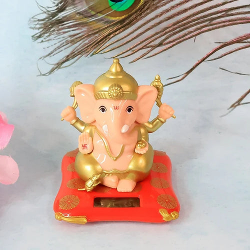 Lord Ganesha Solar-Powered Idol for Car Dashboard & Home Decor