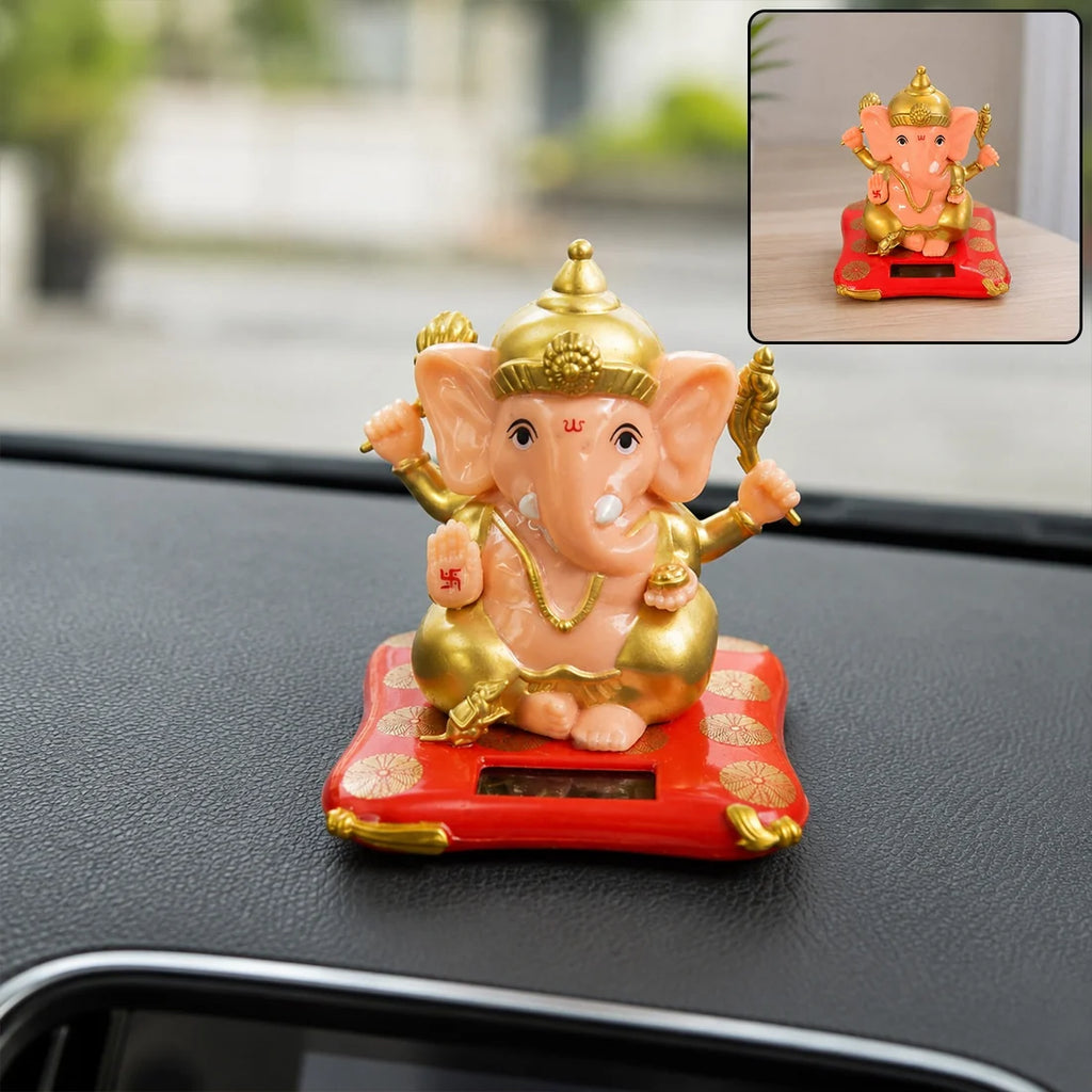 Solar-powered Lord Ganesha idol for car dashboard and home decor - photo 4